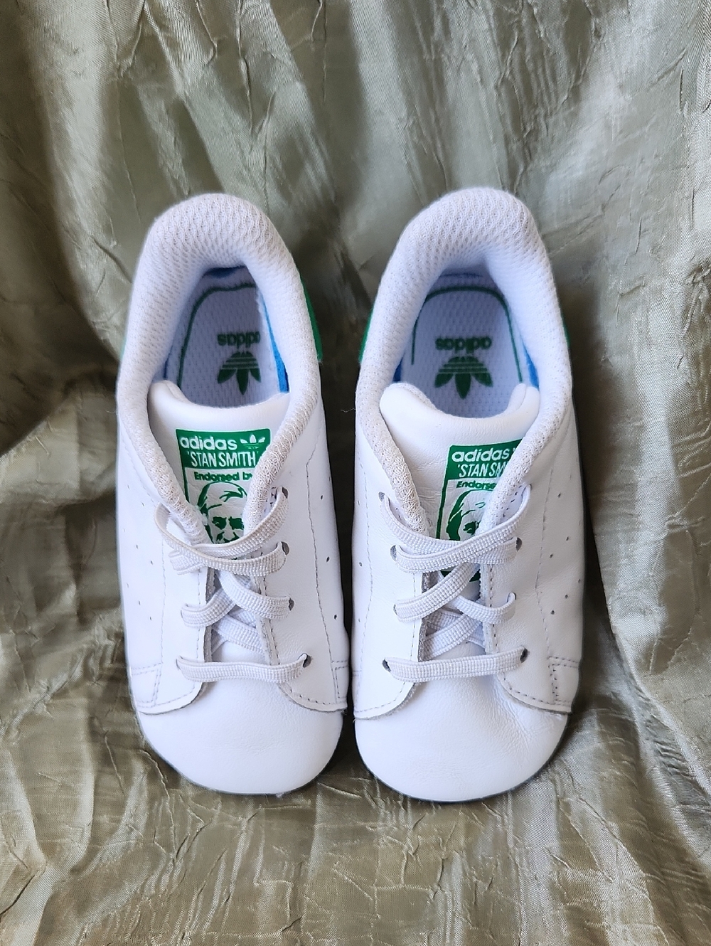 adidas Kids White Sneakers with Green Logo Accents